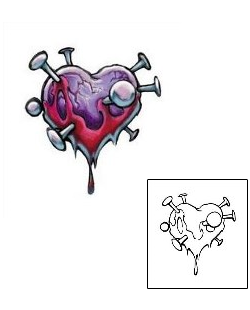 Iron Nail Tattoo Bloody Stabbing Heart Tattoo