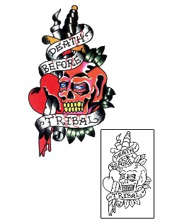 Skull Tattoo Death Before Tribal Tattoo