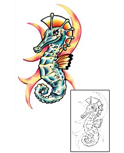 Seahorse Tattoo Marine Life tattoo | E1F-00118