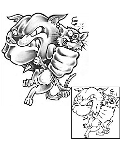 Cartoon Tattoo Bulldog Fight Tattoo